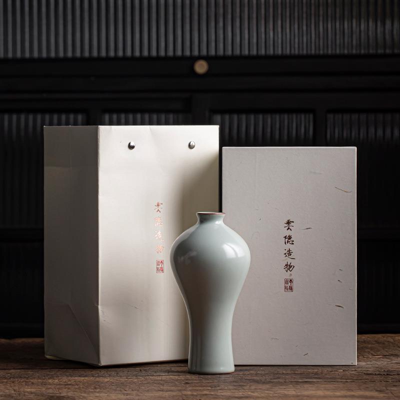 天青汝窑美中式花瓶陶瓷汝瓷花器摆件客厅插花中式花插茶道配件