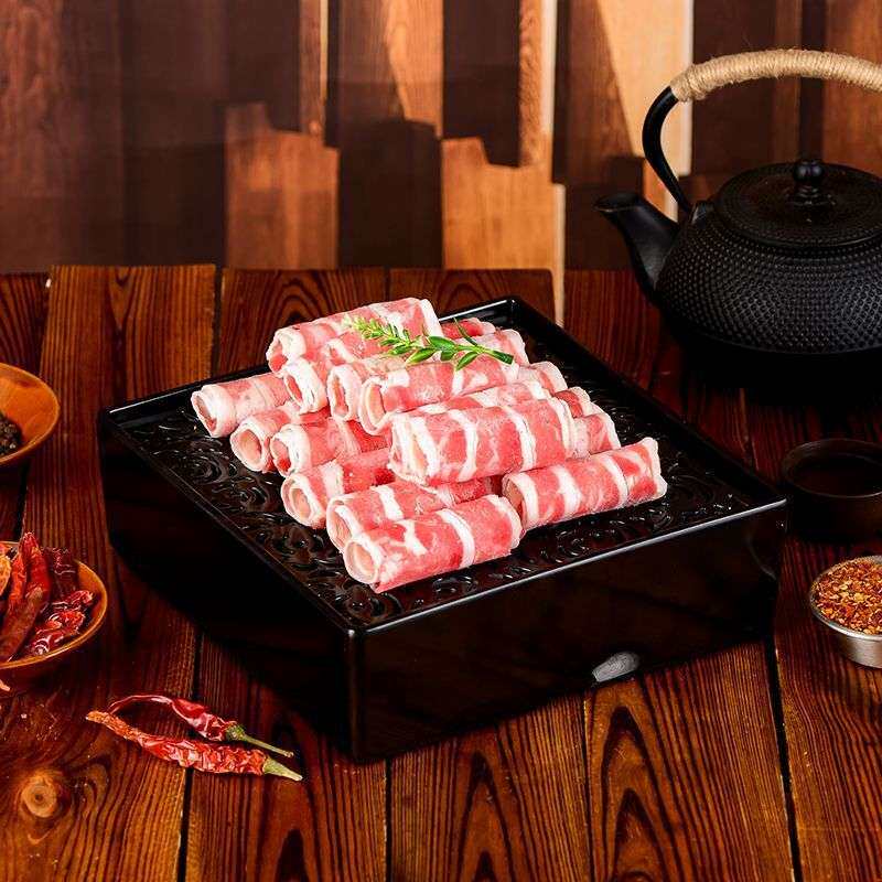网红密胺正方干冰盒子商用烤肉特色餐具火锅创意涮肥牛羊肉卷摆盘