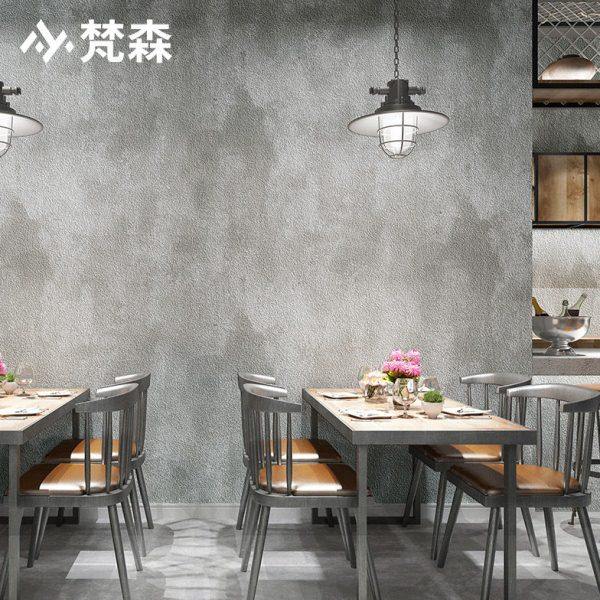 复古工业风纯素色水泥灰色墙纸非自粘饭店壁纸店铺装修侘寂风做旧