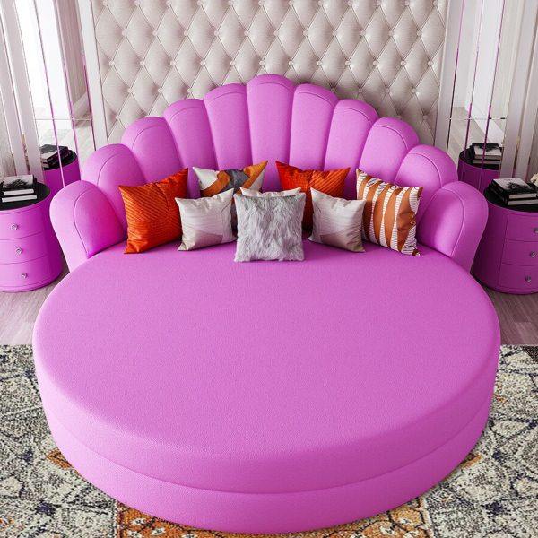 大圆床双人床婚床轻奢公主布艺床豪华现代简约民宿酒店电动圆形床