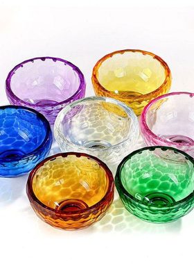 佛前水供杯用品杯  观音圣水杯七彩水晶透明玻璃供水碗 用品碗7个