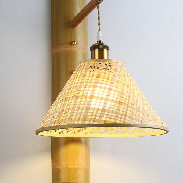 新款田园竹编壁灯创意楼梯走廊过道民宿床头灯复古阳台庭院壁墙灯