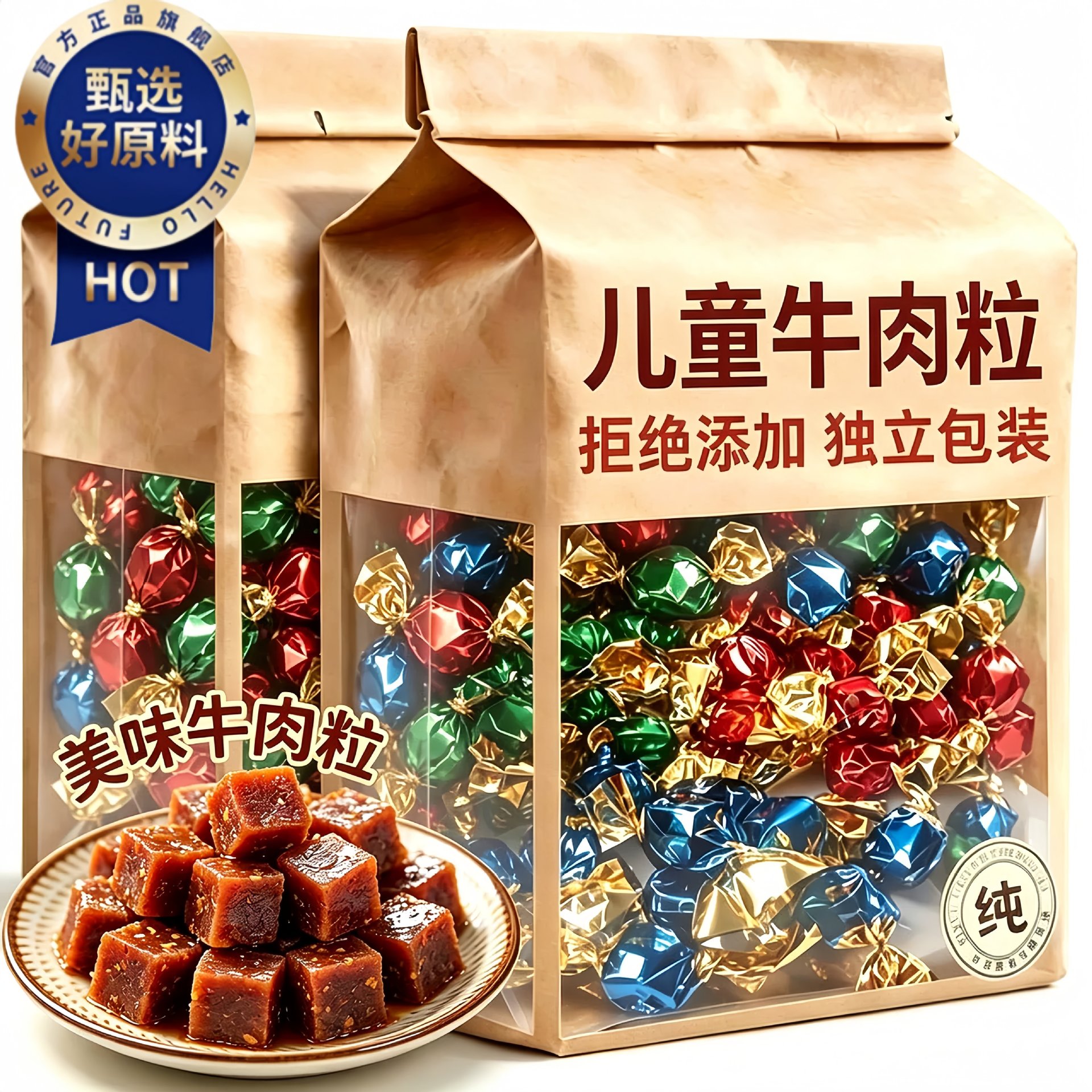 农科院正宗内蒙古牛肉粒无添加官方旗舰店原切牛肉粒儿童零食官方