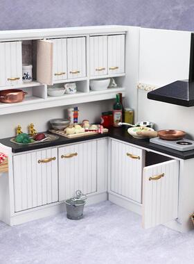 1:12娃娃屋dollhouse迷你厨房场景白色厨房2件套