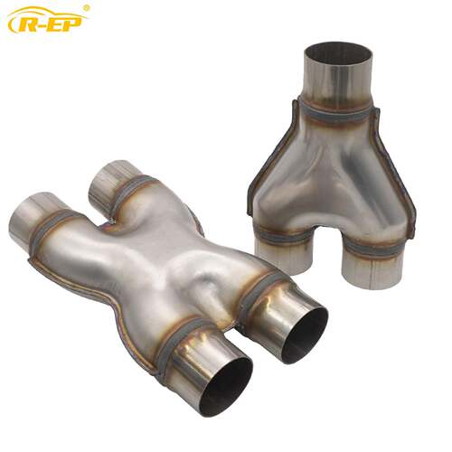 汽车409不锈钢排气管改装Y型三通 H X型四通连接管51 57 63 76MM