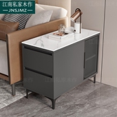 轻奢岩板窄边几客厅移动创意边柜现代简约家用沙发边茶几柜侧边柜
