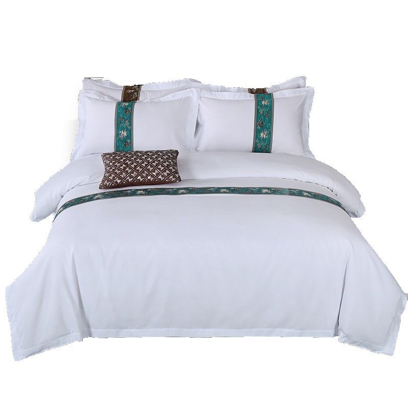 酒店床上用品四件套纯白色宾馆民宿布草被子一整套全套八件套