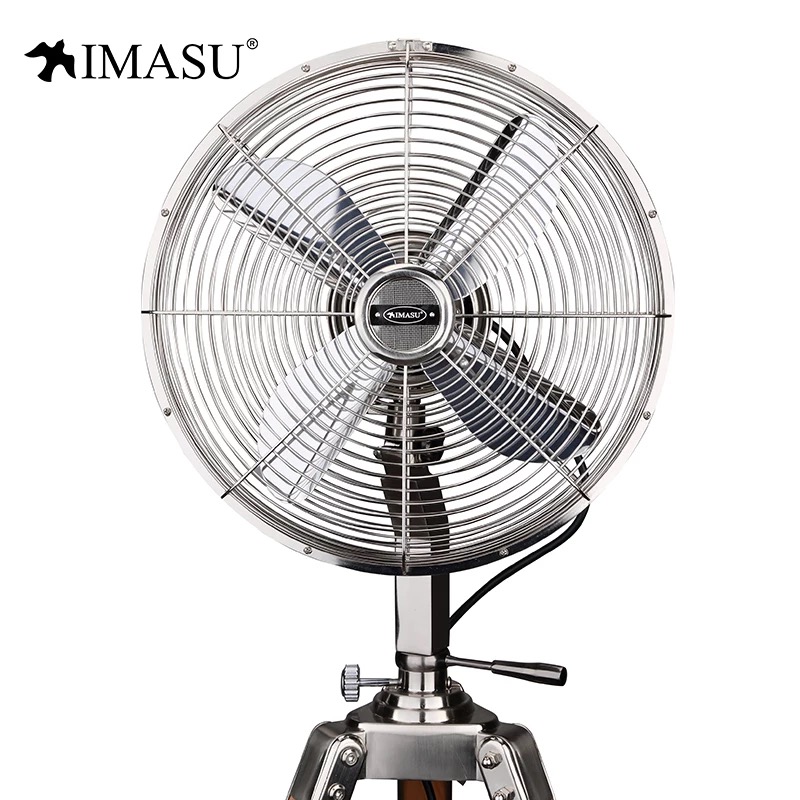 IMASU复古电k风扇金属落地扇家用静音空气循环扇怀旧摇头立式电扇
