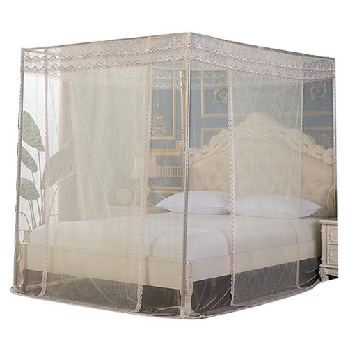 落地式宫廷蚊帐双人1.8m2米单人1.5m不锈钢支架家用加密纱3开门帐