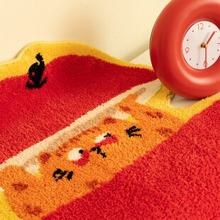 暖藻橘噗噗卧室毛绒地垫防滑浴室门口吸水垫客厅儿童房间地毯小