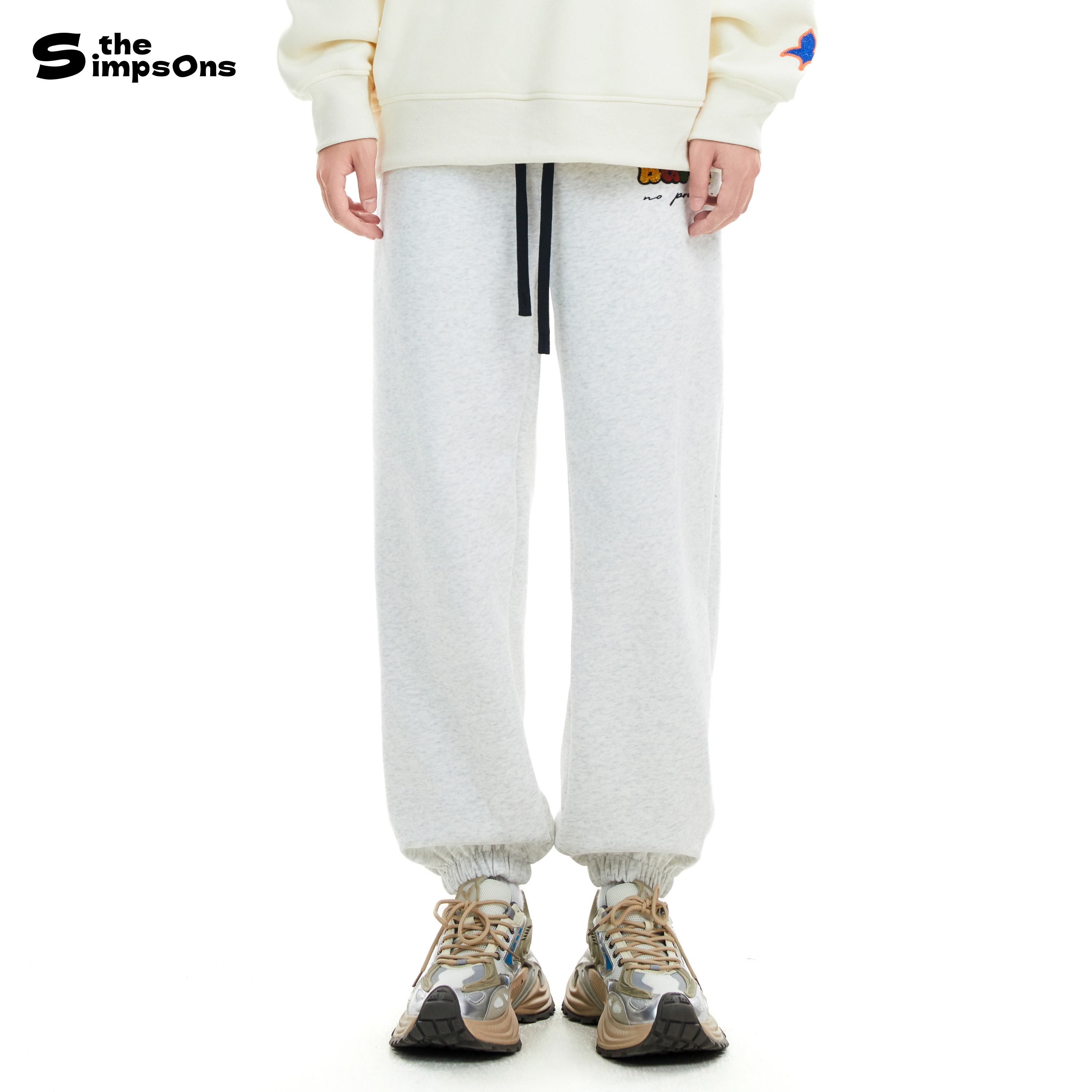 辛普森一家秋冬灰色束脚卫裤男女