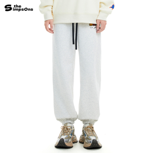 潮流卡通印花宽松运动裤 辛普森一家休闲裤 男秋冬灰色百搭束脚卫裤