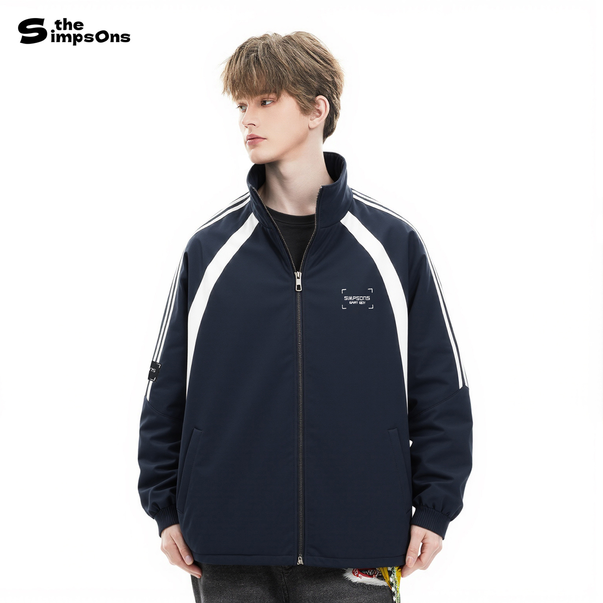 辛普森一家基础男女美式拼接棉衣