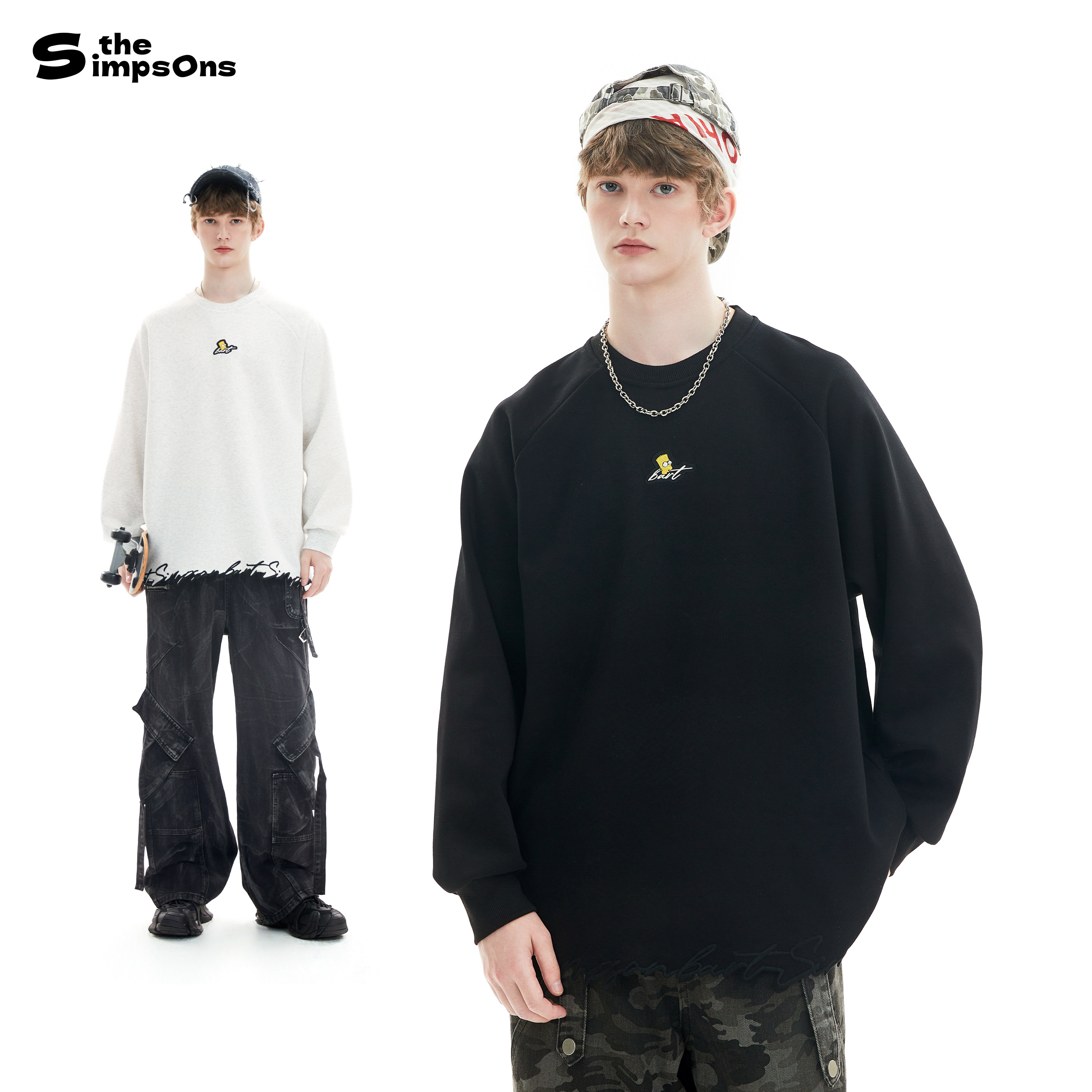 辛普森一家26新款潮牌卡通图案长袖T恤男女美式宽松卫衣情侣上衣,男装,T恤,淘宝优惠券,粉丝福利购,淘宝优惠卷