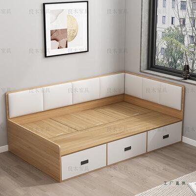 定制现代简约软包榻榻米床储物板式收纳单人床小户型多功能储物