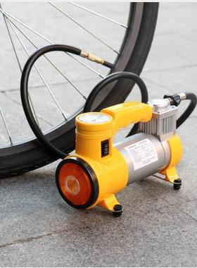 汽车用黄色带灯单缸充气泵LED照明12v金属车载充气泵大功率