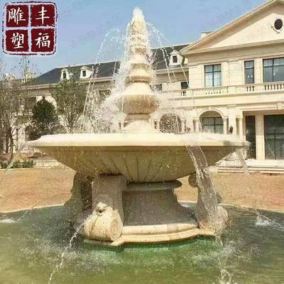 供应花园别墅公园大理石石雕喷泉 大型户外景观流水石雕水钵摆件