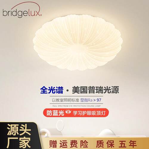 全光谱高亮普瑞芯片卧室灯简约现代网红房间贝壳吸顶灯中山灯具