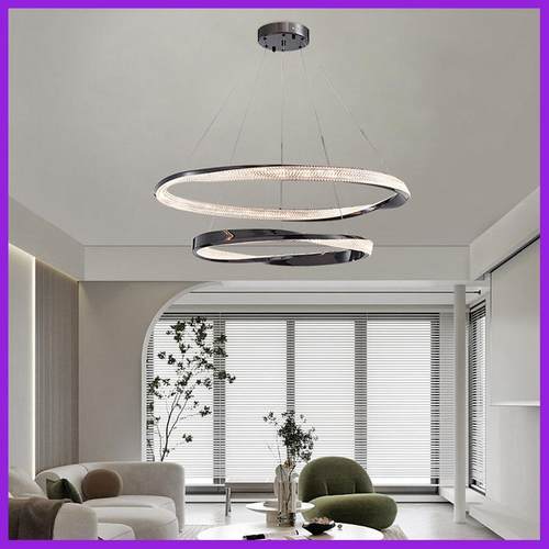 意式极简约客厅吊灯轻奢水晶创意餐厅卧室高级感设计师环形灯具