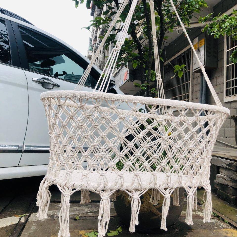 婴儿吊床摇篮直销宝宝吊椅室内棉绳编织儿童吊篮流苏儿童秋千图片