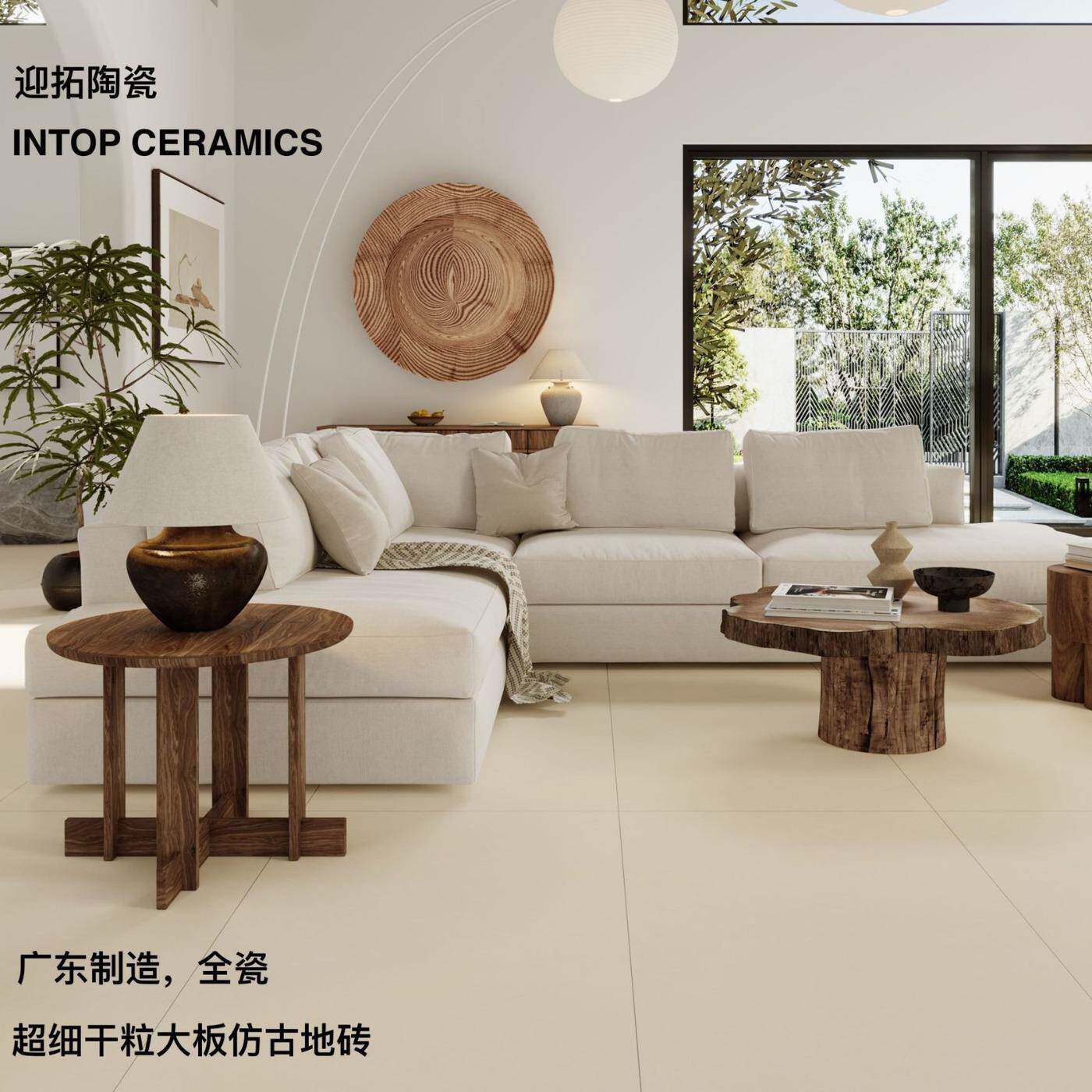 广东制造全瓷超细干粒仿古砖大板砖奶油色深灰色别墅大户型地砖