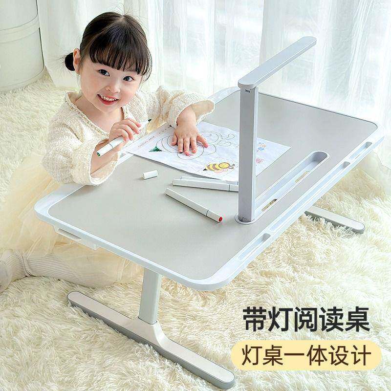 床上小桌子儿童学习桌带护眼台灯可折叠学前阅读绘本桌幼儿园书桌