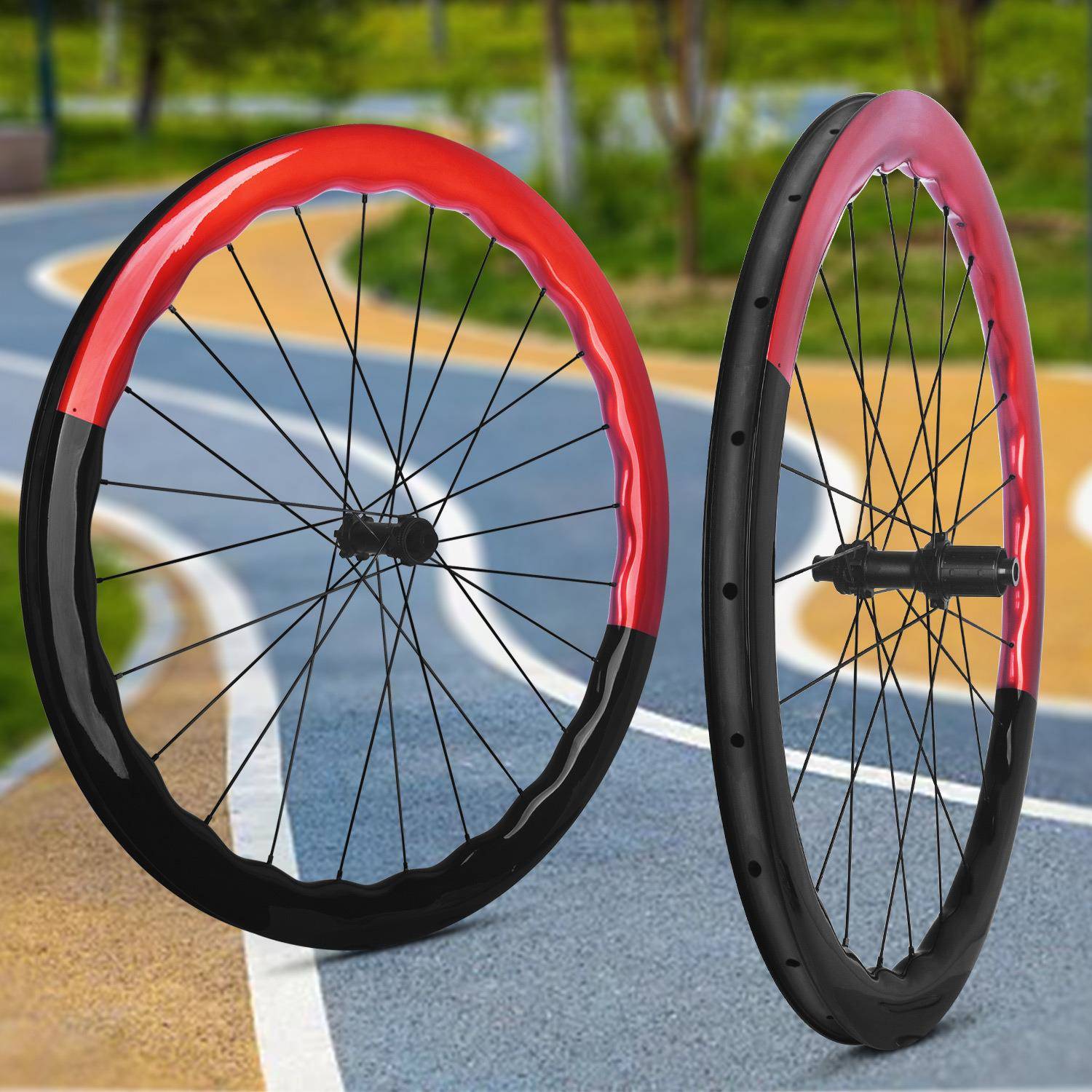 波浪圈700C36T锐杰逊公路自行车碳纤维轮组碟刹框高5045mm