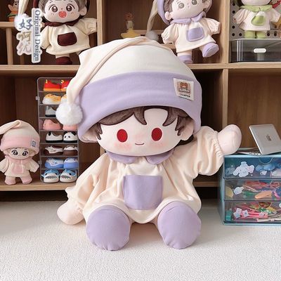 原创娃衣10/15/20/40cm棉花娃娃衣服平价家居睡衣睡帽鞋子三件套