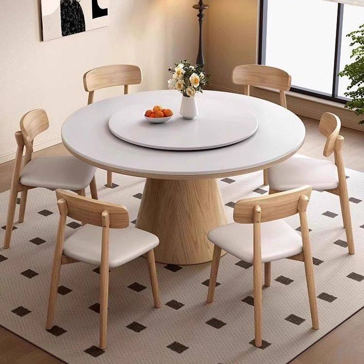 丽崇轻奢岩板餐桌椅组合家用小户型圆形吃饭桌酒店电磁炉实木餐桌,住宅家具,板木餐桌,淘宝优惠券,粉丝福利购,淘宝优惠卷