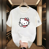 火柴棍山系不易褪色T恤宽松型男女通用棉涤短袖 圆领通勤风休闲潮