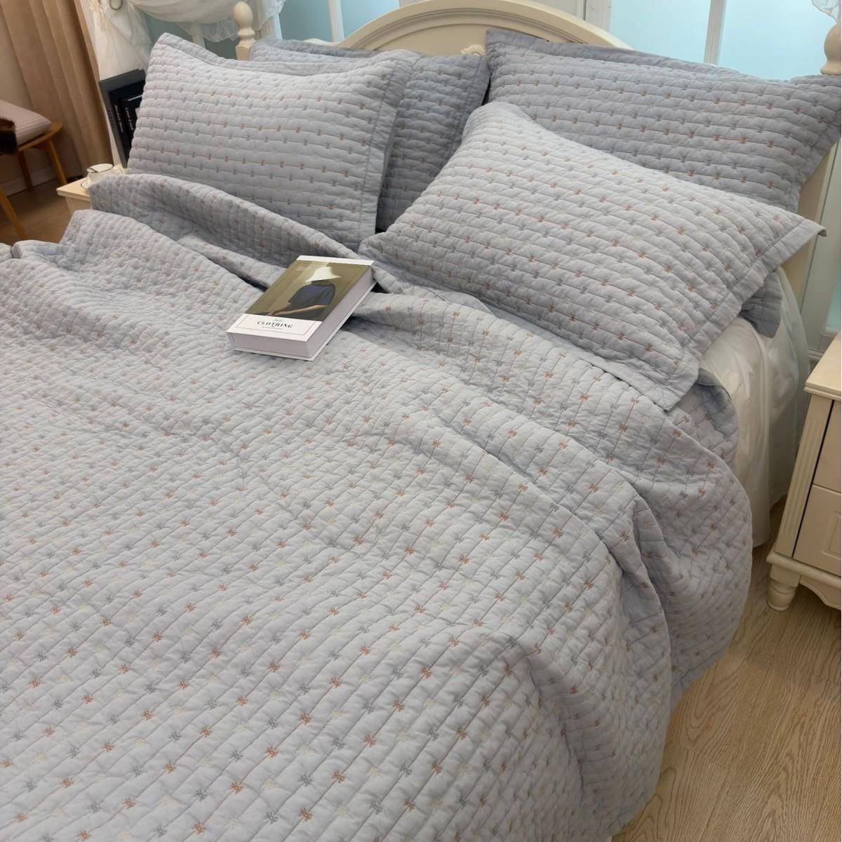 全棉柔软棉纱榻榻米床盖三件套新款纯棉加厚床单人四季通用炕盖垫