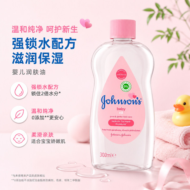 强生婴儿润肤油新生儿专用身体抚触按摩油宝宝bb油身体温和按摩油