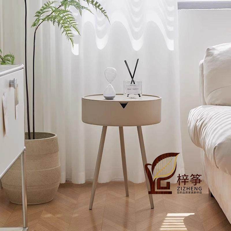 奶油风床头柜现代简约边几小茶几卧室圆形迷你角几新款创意收纳柜,3C数码配件,其它配件,淘宝优惠券,粉丝福利购,淘宝优惠卷