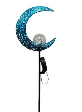 厂家直销 太阳能镂空铁艺蓝色月亮 星星月亮 太阳能LED镂空插地灯