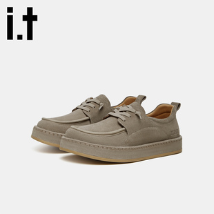 鞋 休闲牛皮软底防滑耐磨厚底轻便户外乐福工装 男士 izzue新款