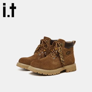 复古高街风软底中帮牛反绒工装 新款 马丁靴v izzue厚底增高男鞋