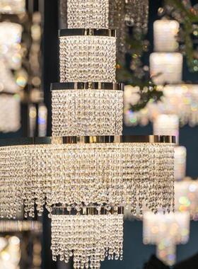 意式轻奢水晶吊灯K9铬色不锈钢高档设计师现代别墅客厅餐厅岛台灯