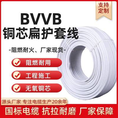 BVVB电线硬护套电源线2*1.52*2.52*4平方家用电线2芯装修用铜线