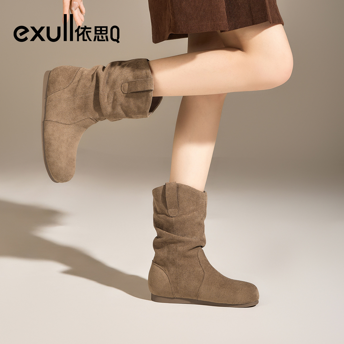 exull/依思Q2025秋冬新款堆堆靴内增高勃肯短靴女靴马丁靴时装靴