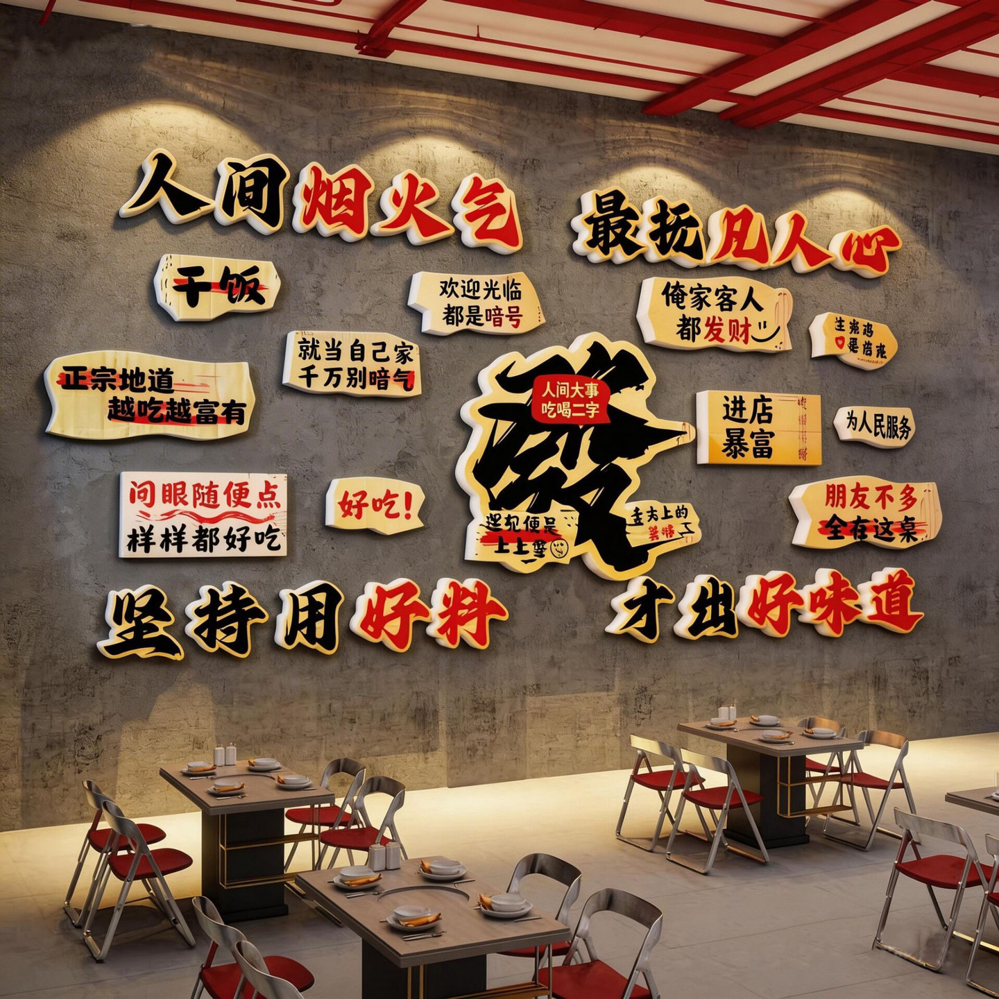 破怀旧风餐饮馆饭店墙面装饰壁画纸创意火锅烧烤湘土菜馆网红背景
