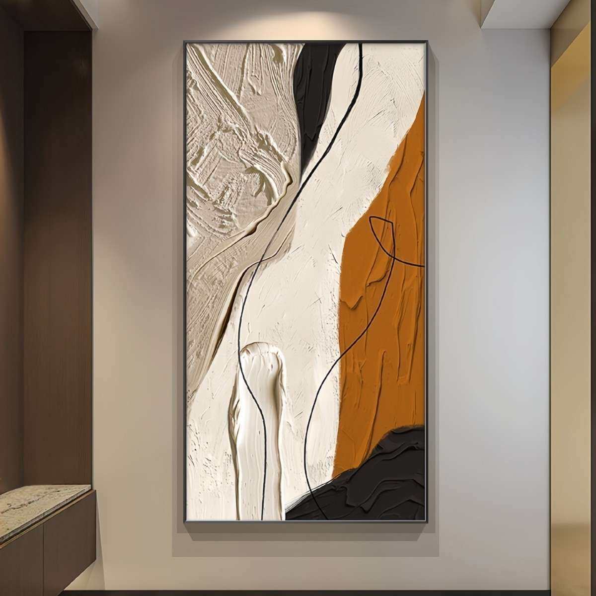 抽象线条玄关装饰画现代风走廊过道挂画现代简约画入户墙壁画