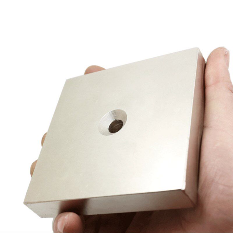 磁铁强磁方形100x100x10/20/25mmI超强大块大号磁钢带孔打捞吸铁