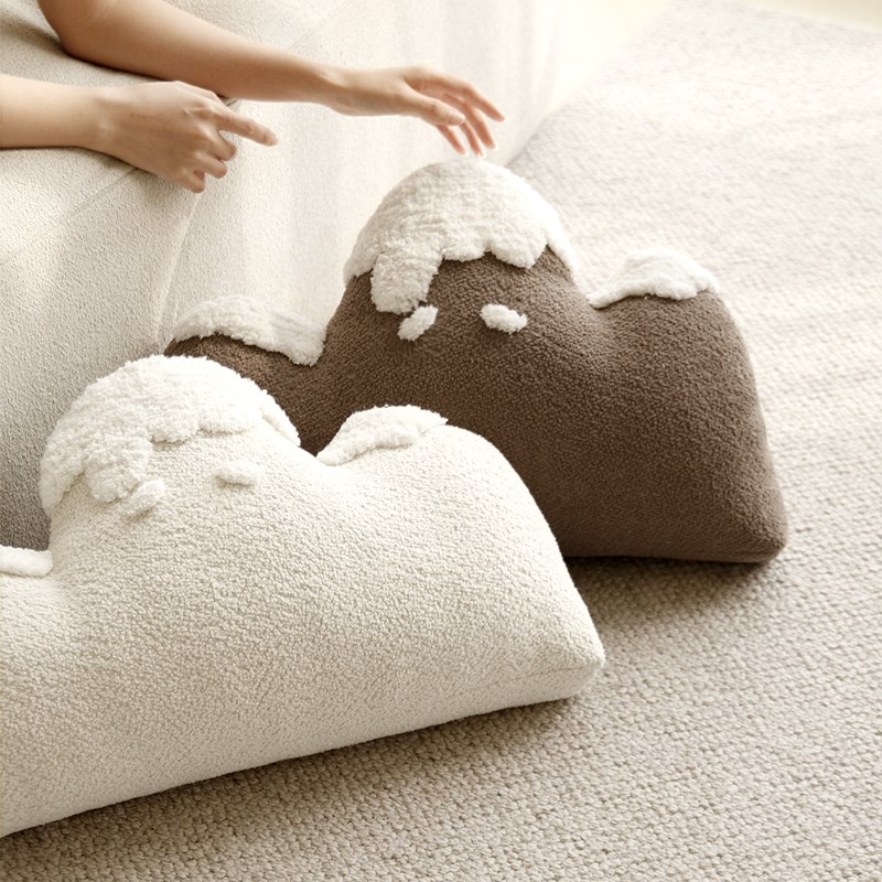 MILA米拉靠山趣味异形雪山抱枕米白咖色客厅沙发创意靠枕礼物