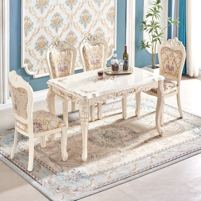 欧式餐桌椅组合实木餐桌椅子现代简约家用休闲小户型长方形4人6人