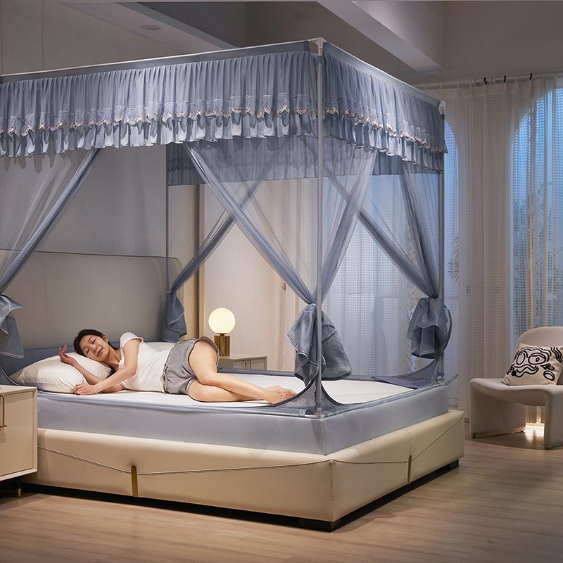 蚊帐家用2024新款1m50x190T型三开门卧室回底床笠1.5x1.9儿童防摔