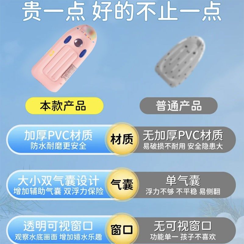 水上充气冲浪板儿童加厚戏水带把手小孩游泳圈浮板滑水板游泳装备