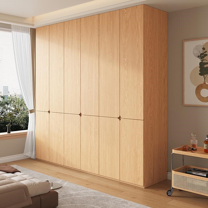定制橡木分段式免拉手衣柜全实A木原木风储物柜平开门四六门大衣