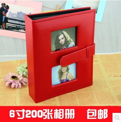 照片4R6寸200张皮面带扣6寸200张装精品相册礼品 包邮  洗照片册