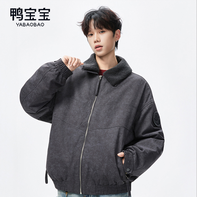 YBB/鸭宝宝美式复古羽绒服男2025冬季新款设计感保暖鸭绒工装外套