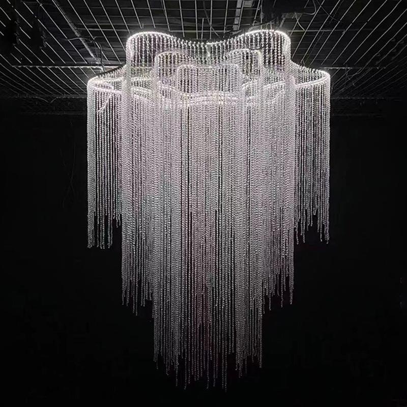 新款婚庆道具铁艺五角星流星梦亚克力飞碟珠吊顶装饰珠帘流苏挂件